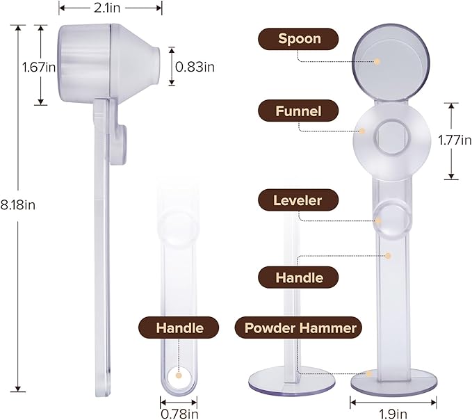2Pcs Coffee Scoop Funnel 2Tbsp 51mm Espresso Tamper Kit, BPA-Free PCTG Dishwasher Safe, Fits K-Cup Reusable Pods/Espresso Machine, Coffee/Protein/Powder, Upgraded Combo Transparent, 2 Models A&B