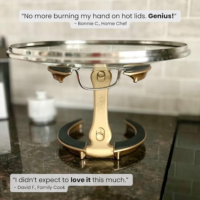 Trivae Pot Lid Holder – 4-in-1 Pot Lid Holder While Cooking, Pan Lid Holder, Trivet & Cake Stand – Versatile Kitchen Tool for Hot Pots, Serving & Display – Space-Saving, Heat-Resistant Stand