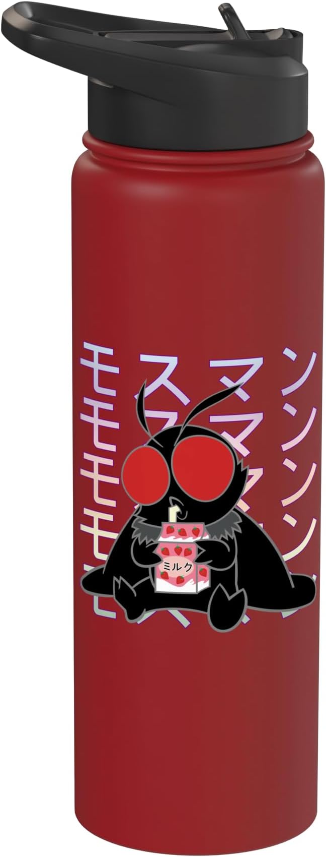 Mothman Kawaii Strawberry Milk Shake Carton Stainless Steel Insulated Water Bottle