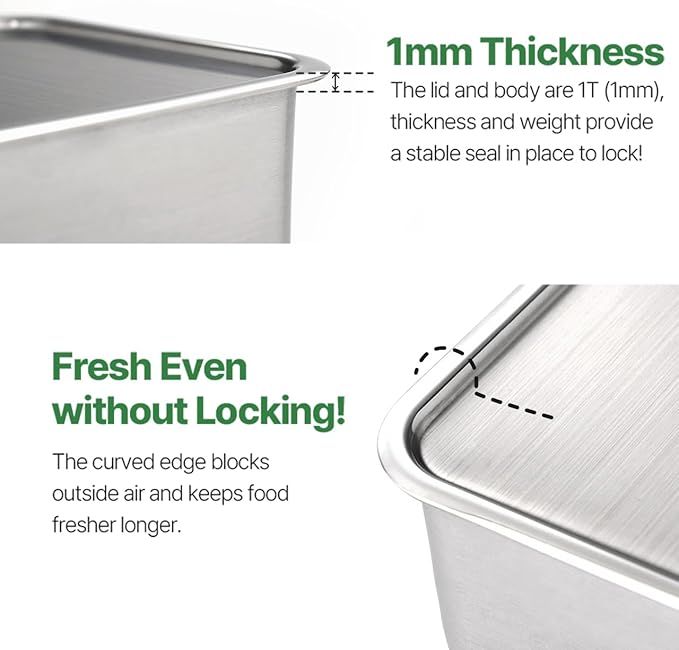 CuBE Large 2PCS Set 1500ml 1050ml Stainless Steel Food Storage Containers With Lids and a Net Kitchen Appliances Dishwasher Safe Premium South Korea