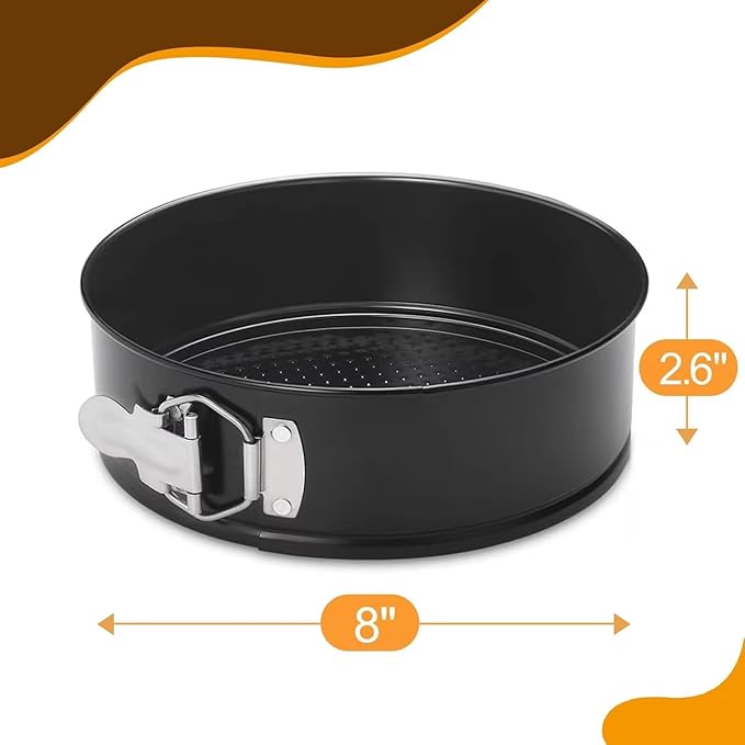 HIWARE 8 Inch Non-stick Springform Pan with Removable Bottom - Leakproof Cheesecake Pan