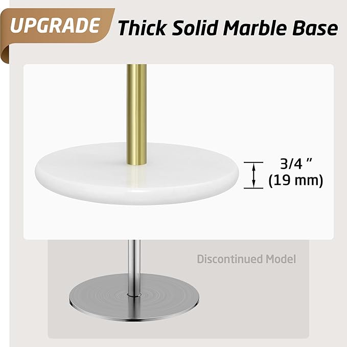KES Marble Paper Towel Holder Gold Countertop, Kitchen Standing Paper Towel Holders Marble Base Standard or Jumbo-Sized Rolls Brushed Gold, KPH100-BZ