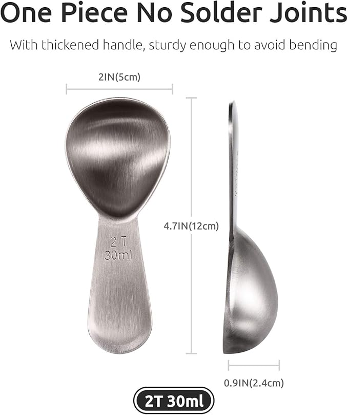 U-Taste sturdy 18/8 Stainless Steel Measuring Coffee Scoop Coffee Bean Spoon, and Upgraded 600ºF High Resistant Flexible and Sturdy Silicone Spatula Set of 4 (Aqua Sky)