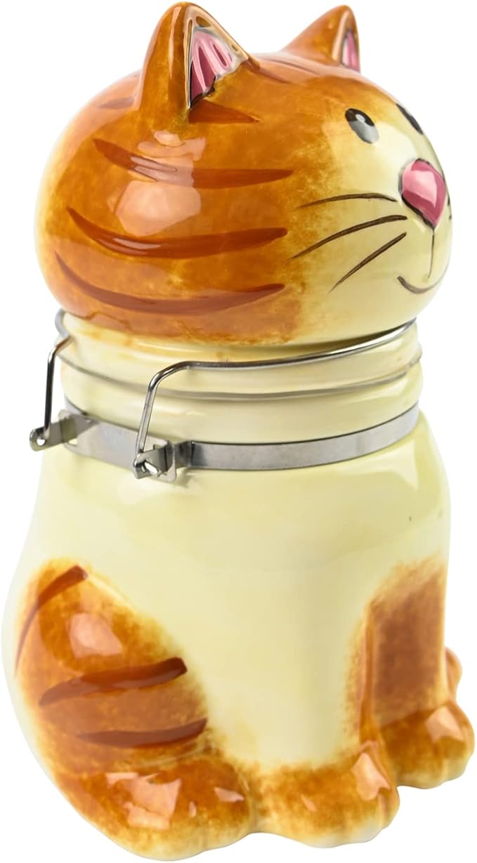 Hand-Painted Earthenware Pretty Kitty Hinged Jar by Boston Warehouse