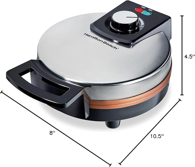 Hamilton Beach Belgian Waffle Maker with PFAS-Free Non-Stick Ceramic-Coated Plates,Browning Control,Indicator Lights,Stainless Steel (26081),(Pack of 2)