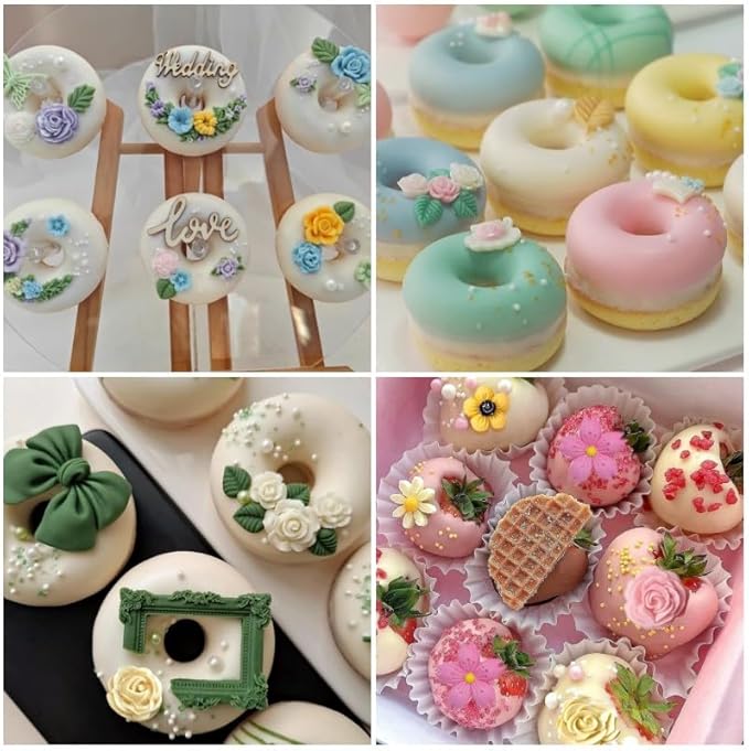 Flower Silicone Molds,9pcs Rose Leaf Daisy Sunflower Chrysanthemum Small Flowers Fondant Molds Polymer Clay Mould Candy Chocolate Molds for Cupcake Cake Pop Puck Decoration DIY Crafts