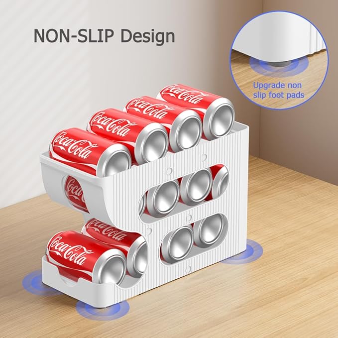 Sotfamily Soda Can Organizer for Pantry/Fridge, Automatic Rolling Pop Can Dispenser/Storage/Holder/Container for Refrigerator or 12" Deep Shelf, Space-Saving Drink Organizer for 24 Standard Cans