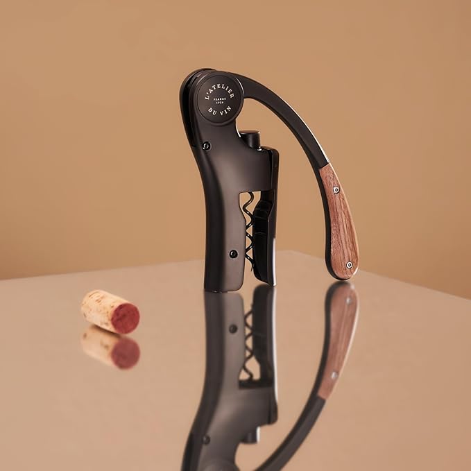 L’Atelier du Vin Oeno Motion Black & Wood Lever Corkscrew | Luxury Wine Bottle Opener Premium Gift Box Hand Made Wine Tasting Accessories, Sommelier, Bartenders, Table Centerpiece Designed In France