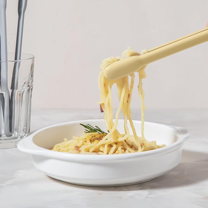 carrotez Silicone Cooking Kitchen Tongs, Anti-Slip,Non-Scratch Serving Tongs 9.25 Inches - Yellow Butter