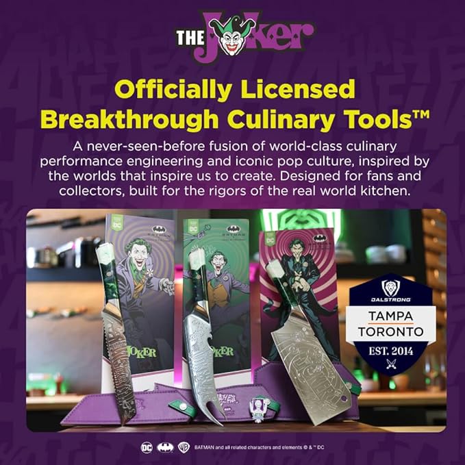 Dalstrong Professional Cleaver Knife - 7 inch - THE JOKER™ Edition Official License - 5 Layer 9CR18MOV Stainless Steel - Resin Handle - Chef's Cooking Blade - Collection Item - Knife Sheath
