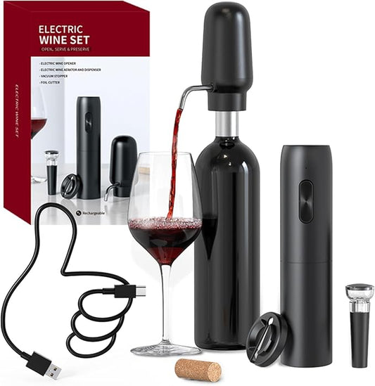 CIRCLE JOY Gravity Electric Pepper Grinder Set and Electric Wine Set