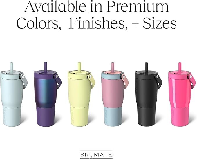 BrüMate Resa 25oz 100% Leakproof Travel Tumbler w/Handle & Straw | Flexible SoftSip Straw | Silicone Sleeve for Durability | Stainless Steel | Cup Holder & Travel Friendly Water Bottle (Primrose)