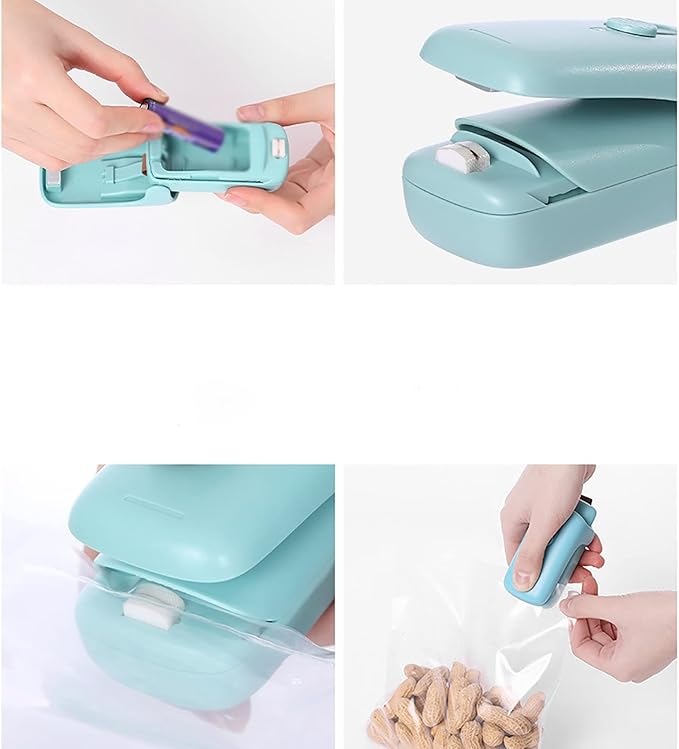 Handheld Heat Vacuum Sealer Snack Sealer Portable Mini Plastic Sealer Household Plastic Bag Food Sealer Hand Pressure Sealer (Color : Green, Size : 8x3.8x4cm)