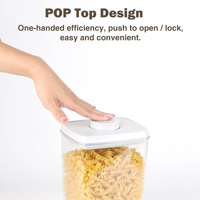 Pop Food Storage Containers Airtight Food Storage Containers Set with Lids Kitchen Pantry Organization and Storage, Stackable, BPA Free, 3 x 1.2Qt