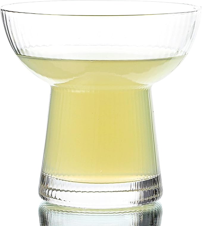 Lysenn Stemless Margarita Glasses Set of 2 - Elegant Vertical Stripes Cocktail Glasses – Premium Hand Blown Glassware for Martini and Mixed Drinks – 10 oz