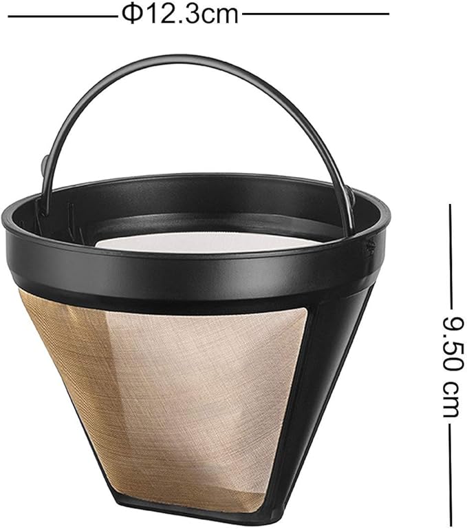NRP Taller #4 Gold-tone Permanent Coffee Filter Compatible for KRUPS SAVOY, Braun, DeLonghi 12 cup Coffeemaker & More