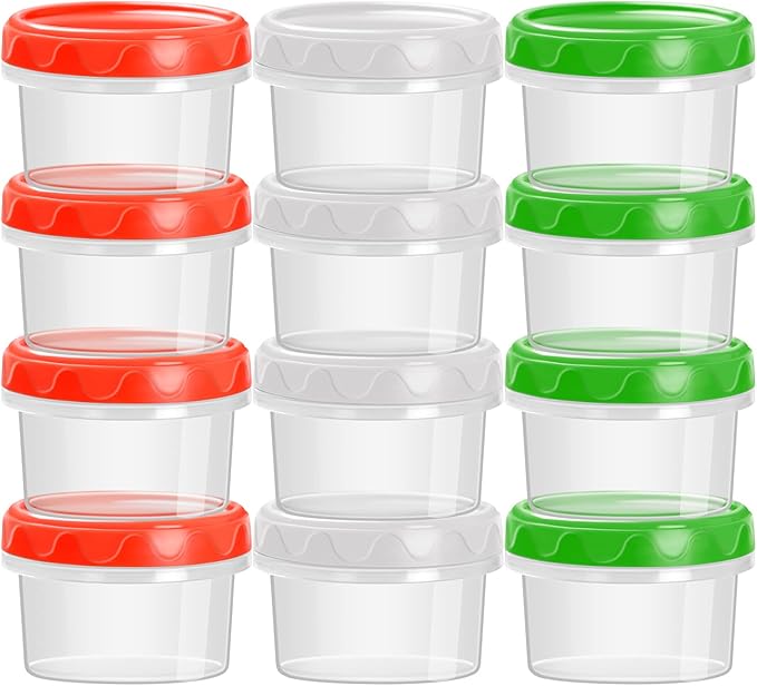 EONJOE 2 oz Plastic Containers with Lids Small Salad Dressing Container To Go Condiment Sauce Dipping Cups Jar Airtight,12-pack