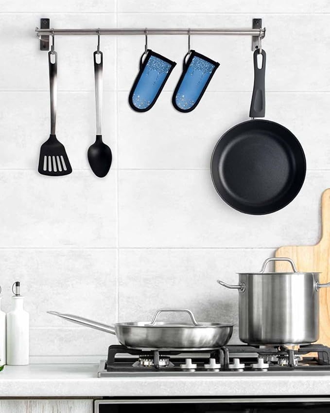 Blue Diamond Hot Handle Holder, Pot Pan Handle Covers, Shiny Modern Art Droplet Texture Cast Iron Skillet Handle Covers, Heat Protecting Pan Handle Sleeves Mitt for Kitchen Cookware, 3PCS