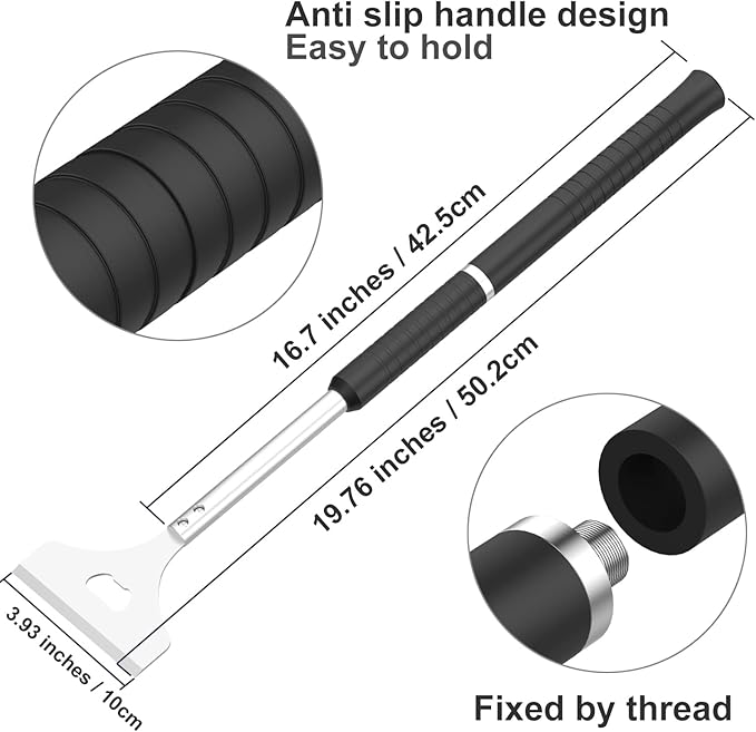 Extra Length Griddle Scraper,Griddle Cleaning Scraper with 16" 7 Handle,Heavy Duty Stainless Steel Grill Scraper,Flat top griddles Grill Accessories Cleaning Kit for Indoor,Outdoor