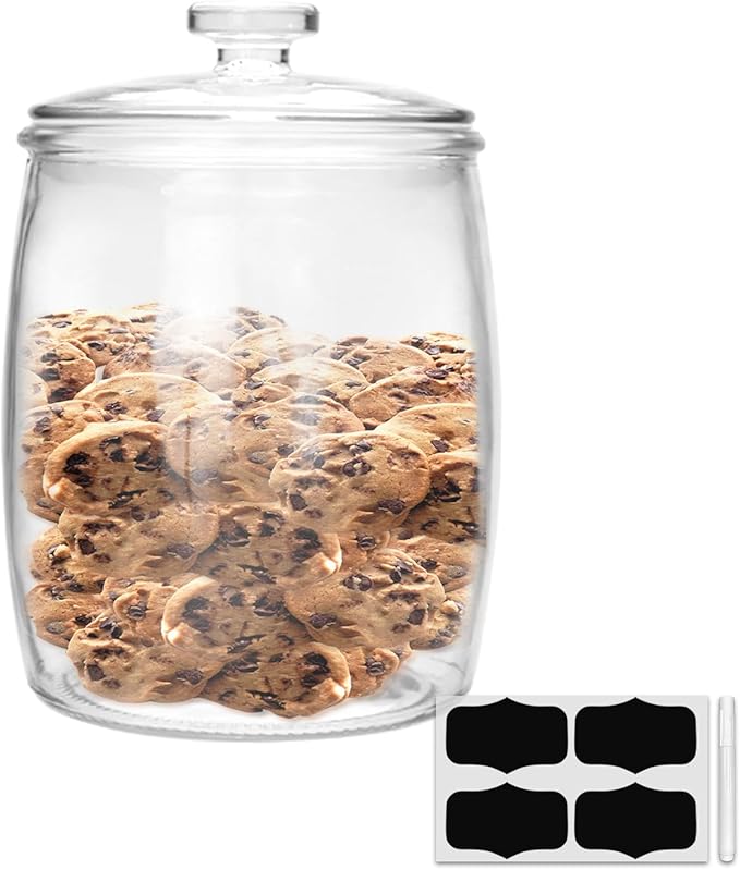 Maredash 1 Gallon glass jars, Cookie Jar & Candy Jar with Lid, Large Food Storage Container,glass jar with lid for Buffet, Coffee & Flour, Laundry Room Storage & Pantry