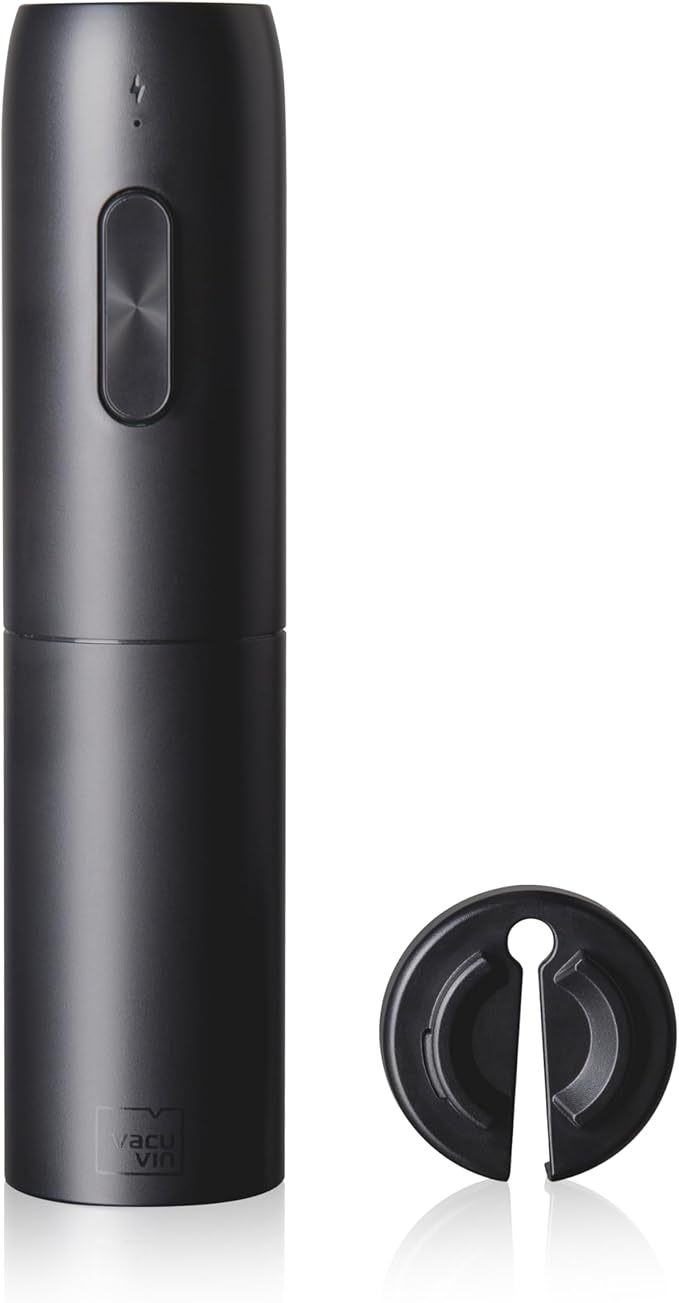 Vacu Vin Electric Wine Opener – Automatic Corkscrew with USB Charging – One-Touch Operation – Opens Bottles Effortlessly – Rechargeable Wine Opener for Cork and Synthetic Corks