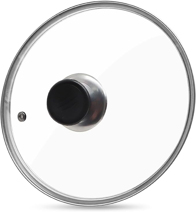 Glass Lid for Frying Pan Tempered Glass Pot Lid with Stainless Steel Rim for 12 Inch Frying Pan Wok Pot Skillet (12 Inch)