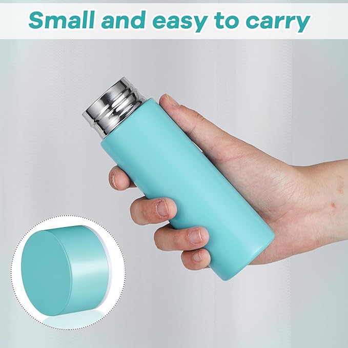 Irenare 5oz Mini Water Bottle Mini Insulated Stainless Steel Bottle Purse Water Bottle Cute Leak Proof Flask Keeps Drink Cold and Hot for Purse Women(Blue,1 Piece)