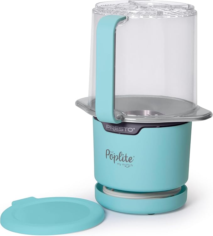 Presto 04811 PopLite My Munch Hot Air Popcorn Popper - Personal Sized,Built-In Serving Bowl,Compact Design,8 Cups,Blue,(Pack of 2)