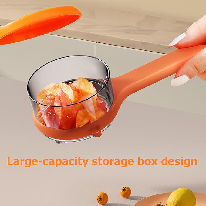 Peeling Knife With Storage Box, Fruit And Vegetable Peeler With Container, Double-Sided Stainless Steel Multi-Function Peeler For Home Kitchen (A-1pcs Orange)