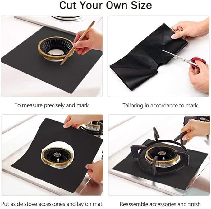 JSEIAJB 4pcs Gas Stove Non-Stick Liner Heat Resistant Protector Cooker Mat Pad Kitchen Protect Gas Stove Stovetop Tool(White-Fruit peach5)
