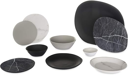 Carlisle FoodService Products Ridge Reusable Plastic Bowl for Home and Restaurant, Melamine, 22 Ounces, Slate, (Pack of 12)