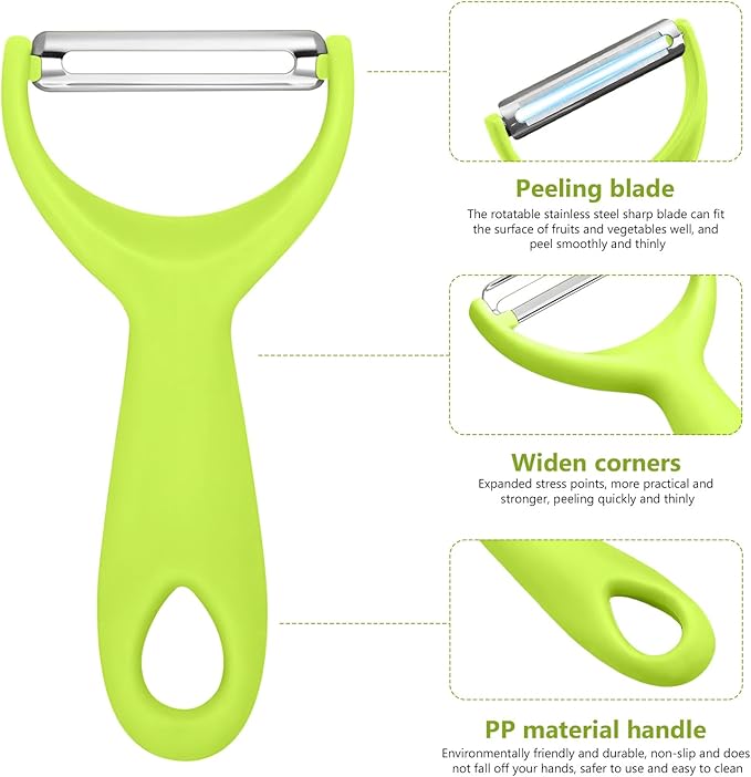 Apple Peeler:Pear Fruit Vegetable Peeler,Manual peeler for Peeling Apples, Pears, Cucumber;Garlic Carrot Potato Cheese Zester Grater, Essential Kitchen Tool(2-Pack) (green)