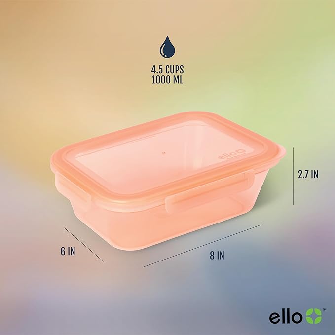 Ello Snap & Nest 10-Piece 4.5 Cup Plastic Meal Prep Set, Reusable Food Containers for Healthy Eating, Freezer, Dishwasher Safe, Cactus Blooms