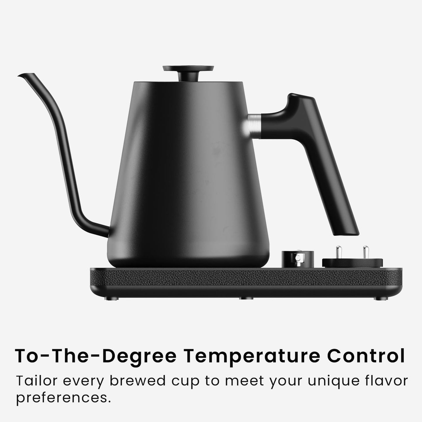 DJ Electric Gooseneck Kettle - Pour Over Coffee & Tea - Turntable Design - Water Boiler - Quick Heating & Temperature Control - Black