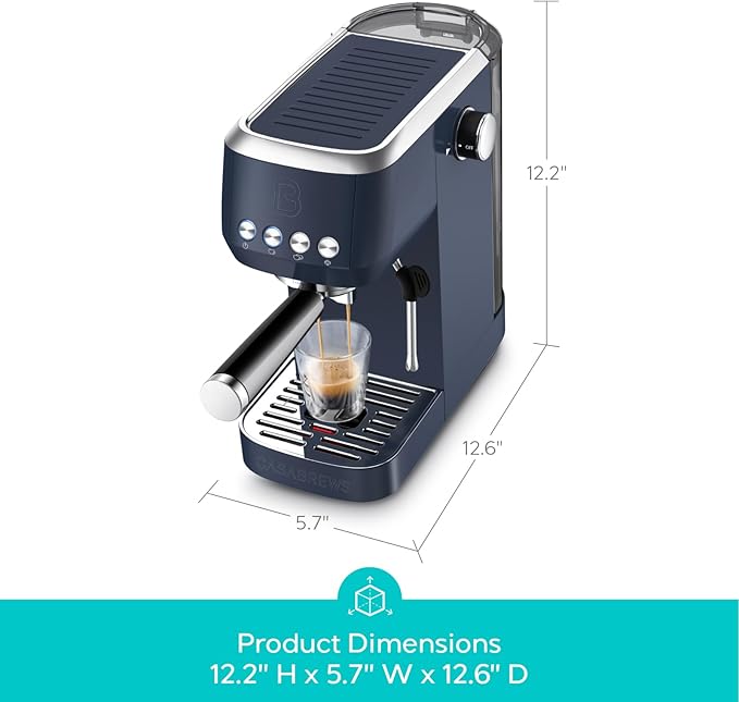 CASABREWS 3700 Essential Espresso Machine 20 Bar, Stainless Steel Coffee Maker with Steam Frother, Cappuccino & Latte Machine, 43.9oz Water Tank, Sapphire Blue