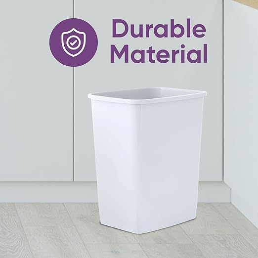Superio 4.5 Gallon Plastic Trash Can, Unlidded Waste Bin Only for Home, Kitchen, Office, Bedroom, Bathroom- 18 Qt (White)