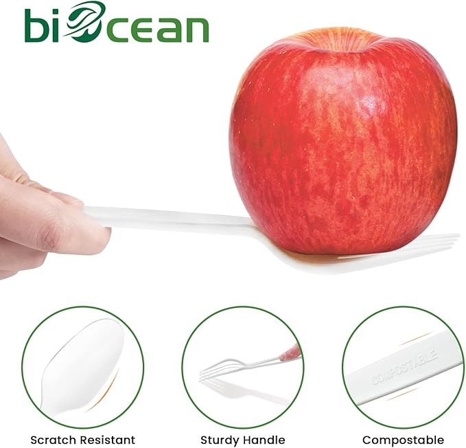 Extra Heavyduty Compostable Cutlery Set - 190 Count Large Disposable Utensils No Plastic Forks Spoons Knives Biodegradable Fork Eco Friendly Silverware for Party,BBQ,Daily Use,Events,Picnic