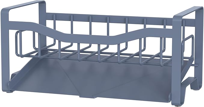 Maifan Stainless Steel Kitchen Sink Caddy Organizer with Auto Drain Tray, Sponge Holder for Countertop Storage Grey Blue