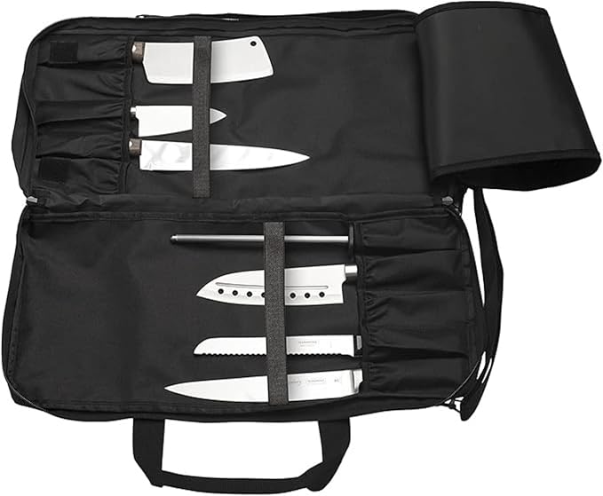 EVERPRIDE Chef Knife Bag Holds 20 Knives PLUS Large Zippered Compartment for Kitchen Tools – Durable, Large Knife Bag for Chefs – Knives Not Included