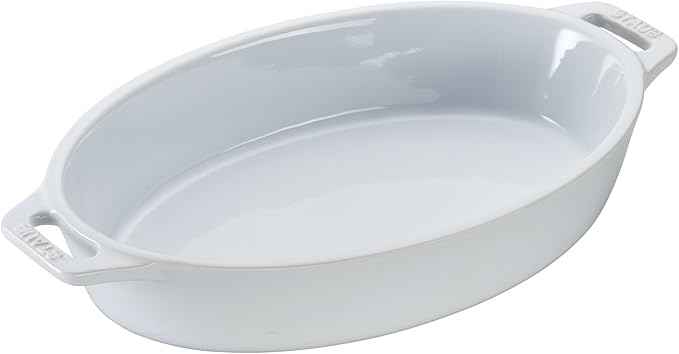 STAUB Ceramic 4-pc Baking Pans Set, Casserole Dish with Lid, Brownie Pan, White