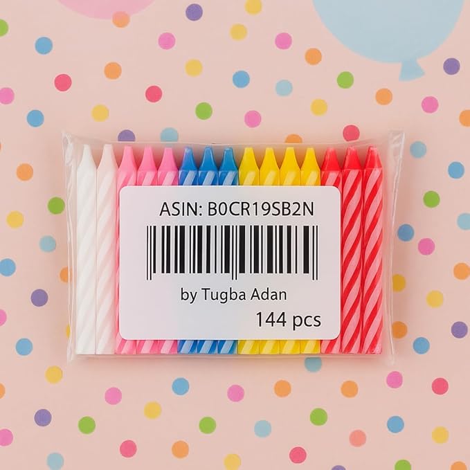 by Tugba Aydan - Birthday Candle - 144 Count Mix Color Birthday Candles for Cake, Cake Candle for Birthday, Party Small Candles…