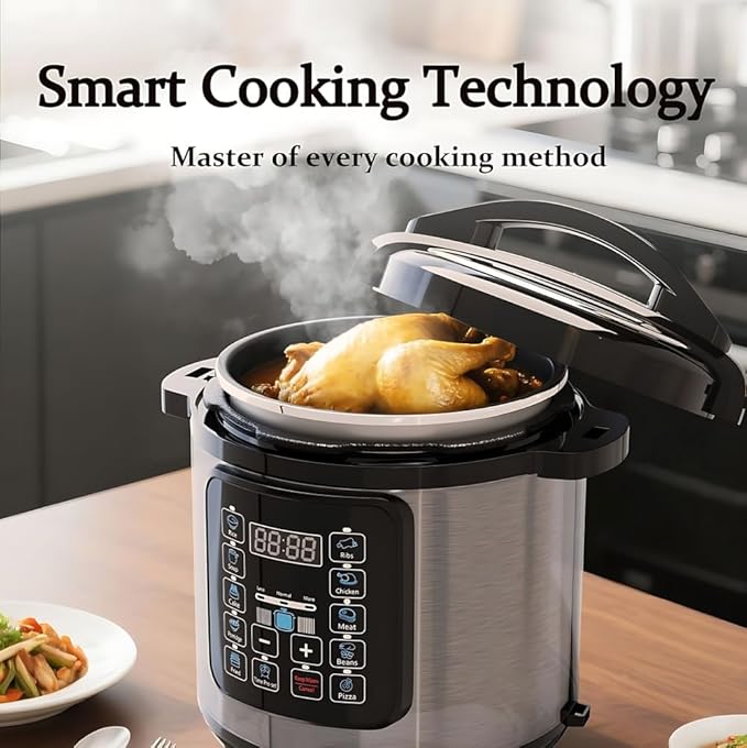 10 In 1 Electric Pressure Cooker, 8 Quart Stainless Steel Multi-Function Electric Cooker, Slow Cooker With 24-Hour Reservation Function, Suitable For Meat, Cake, Congee, Rice, etc