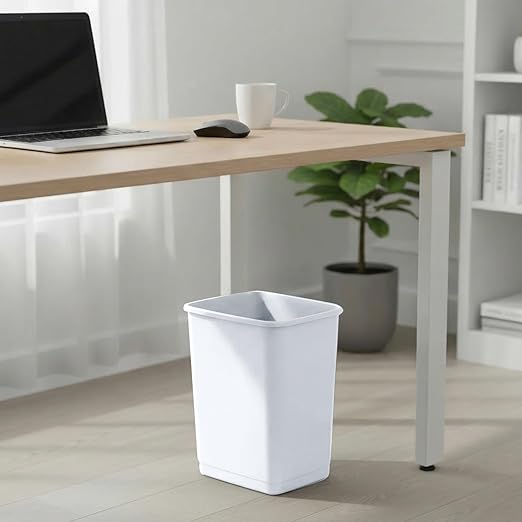 Superio 4.5 Gallon Plastic Trash Can, Unlidded Waste Bin Only for Home, Kitchen, Office, Bedroom, Bathroom- 18 Qt (White)