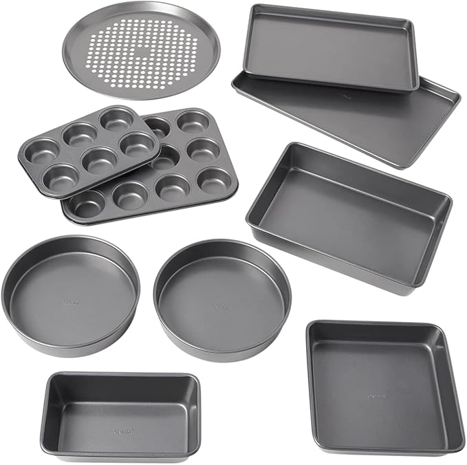Oneida Select 10 Piece Nonstick Metal Bakeware Set, High-Performance & Dishwasher Safe,Silver