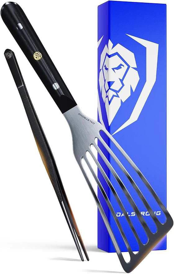 DALSTRONG Chef Tweezers Professional & Fish Spatula- 12" high-precision Tweezer Tongs for Cooking + 7.5” Stainless Steel Fish Spatula - Plating, Multi-use