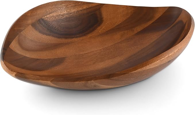 Arthur Court Acacia Wood Salad Serving Bowl for Fruits or Salads - Modern Centerpiece Bowl - Hand carved from one piece of wood