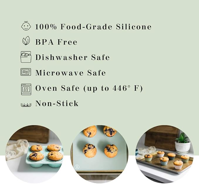 The Silicone Kitchen Silicone Baking Mats, Dishwasher Safe, BPA Free, Extra Thick, Half Sheet 16 in into 11.75 in, Set of 2, Blue and Gray