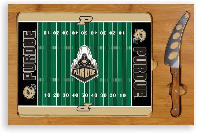PICNIC TIME NCAA Icon Glass Top Cutting Board & Knife Set, Cheese Boards Charcuterie Boards, Serving Platter, (Parawood & Bamboo)