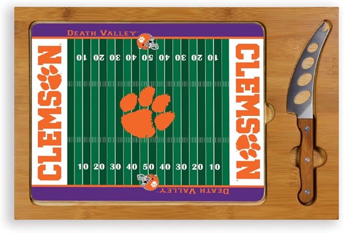 PICNIC TIME NCAA Icon Glass Top Cutting Board & Knife Set, Cheese Boards Charcuterie Boards, Serving Platter, (Parawood & Bamboo)