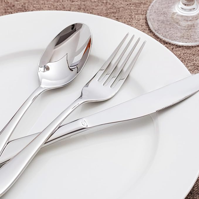 KINGSTONE 40-Piece Silverware Set for 8,18/10 Premium Stainless Steel Flatware Set, for Home, Restaurant, Wedding and Party Use, Mirror-Polished Cutlery Set, Dishwasher Safe